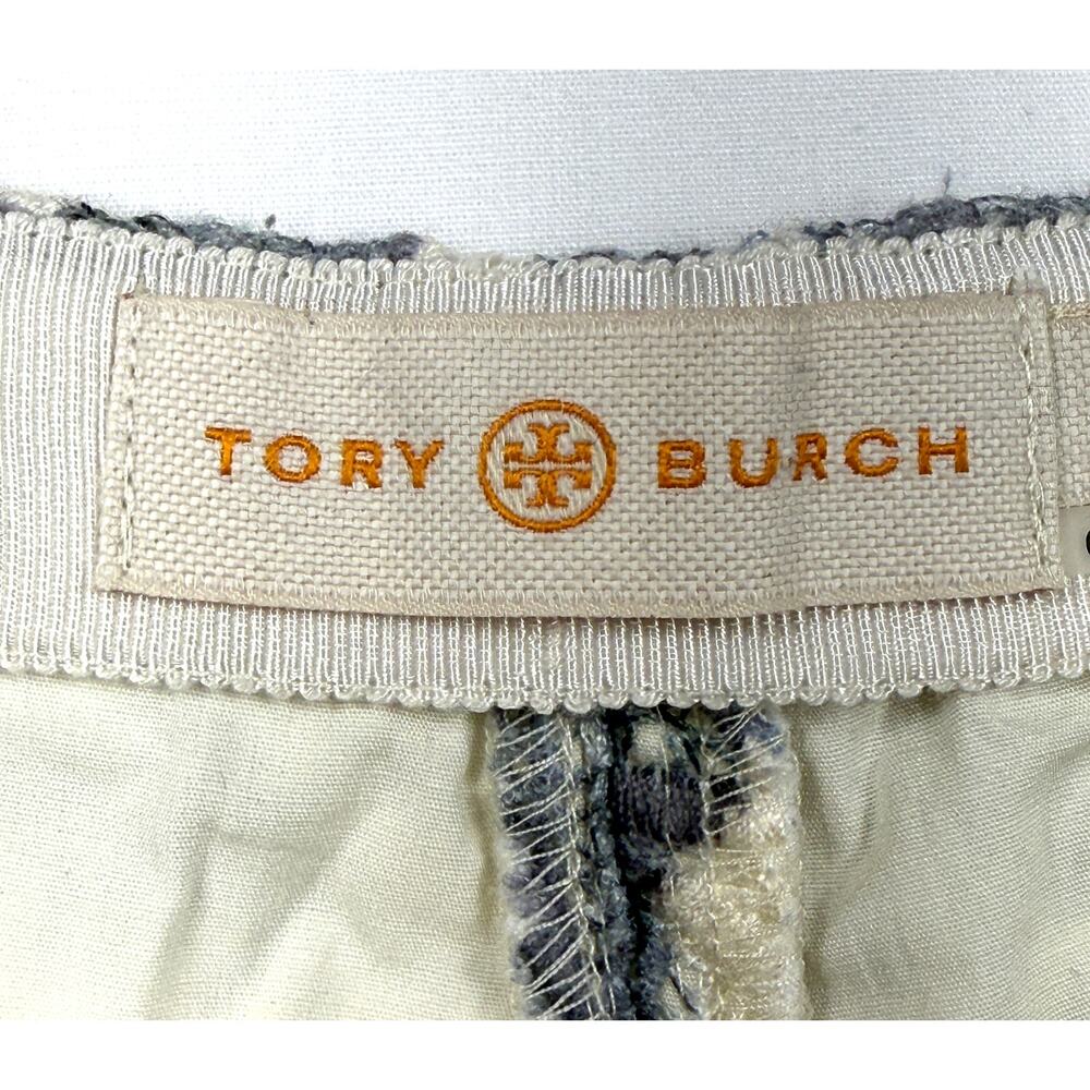 Tory Burch Gray & Cream Leaf guipure Lace Size 8 kammy shorts Cotton Lined - Picture 2 of 13
